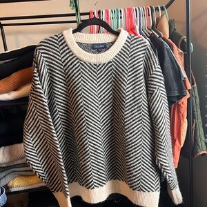 Black and White Oversized Chevron Sweater